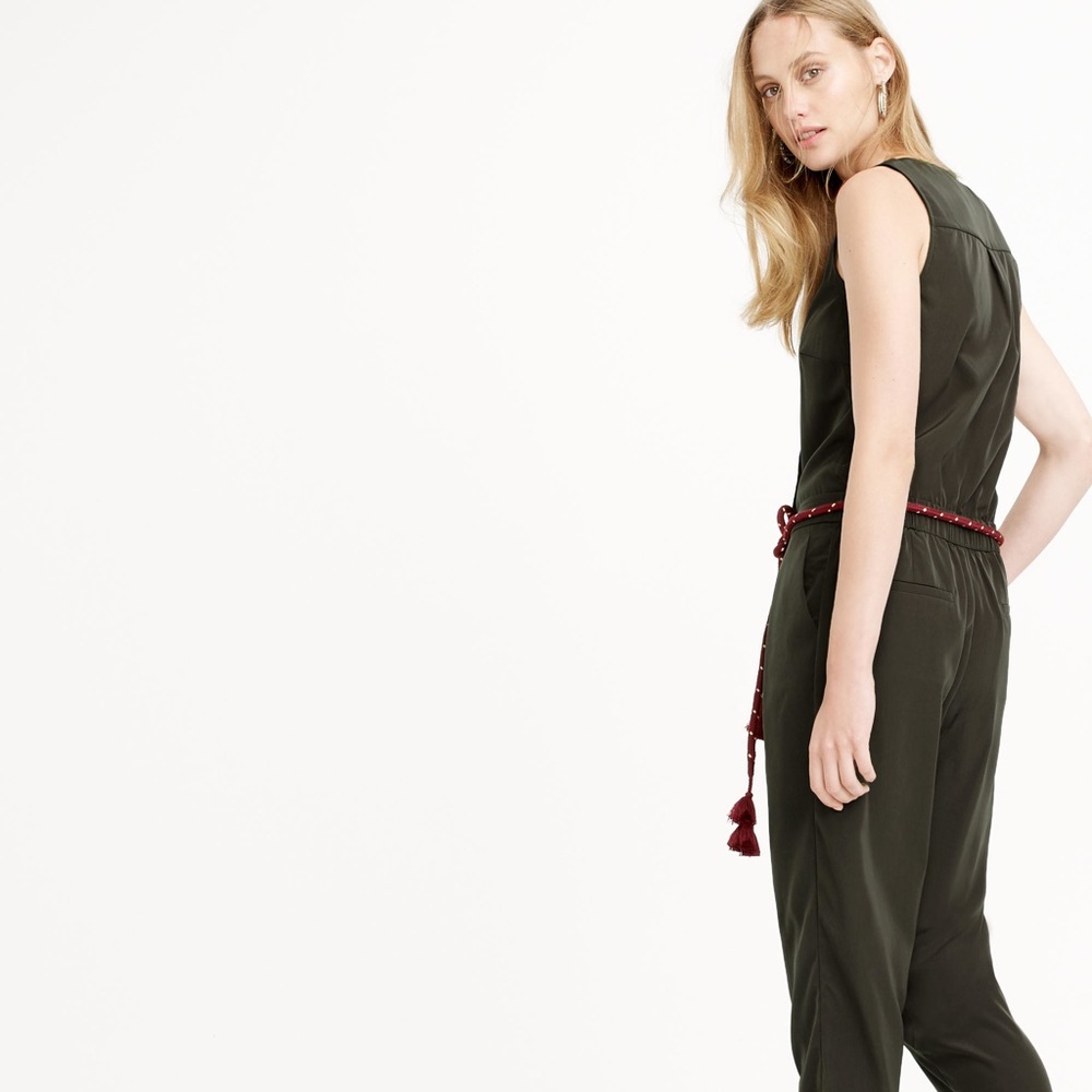 J. Crew Olive Green Sleeveless Trench Jumpsuit - Picture 2 of 11